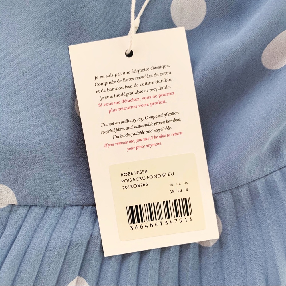 NWT Sezane Nissa Blue Polka Dot Dress - Picture 9 of 11